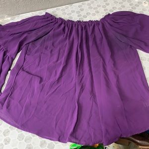 Cleo 2X Purple Wide Sleeve Off the Shoulder Blouse
